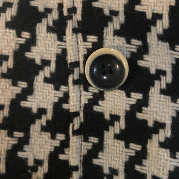**Express** Women's Wool Blend Houndstooth Black White Double Breasted Peacoat M - Picture 9 of 11